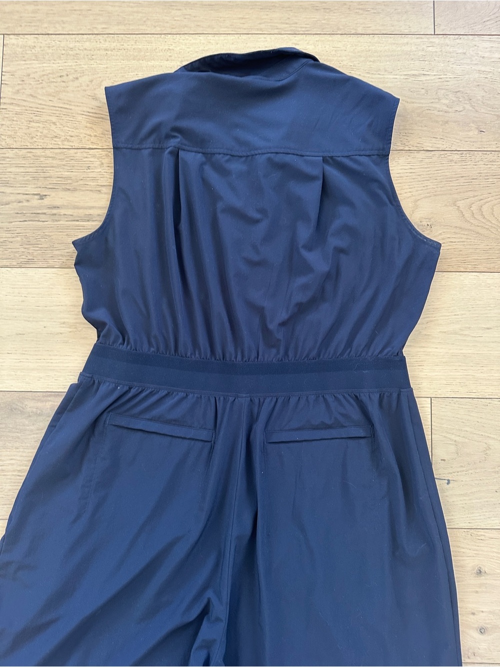 Athleta Sleeveless Collared Navy Wide-Leg Jumpsuit - Picture 5 of 5